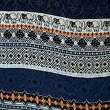 Navy Geo Print Cold-Shoulder Midi Dress