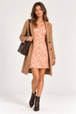 Orange & White Swirl Printed Bell-Sleeve Mini Dress