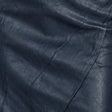 Navy Faux Leather Asymmetric Wrap Skirt