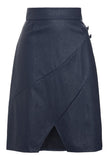 Leatherette Faux-Wrap Skirt