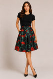 Floral High Waisted A Line Skirt