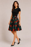 Floral High Waisted A Line Skirt