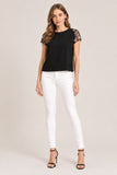 Black Embroidered Lace Sleeve Crop Top