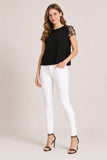 Black Embroidered Lace Sleeve Crop Top