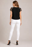 Black Embroidered Lace Sleeve Crop Top