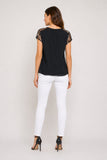 Black Embroidered Lace Sleeve Top