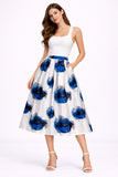 Floral Print Sheen Midi Skirt