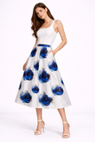 Floral Print Sheen Midi Skirt