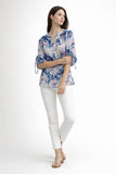 Abstract Print Tie-Sleeve Blouse