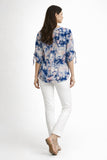 Abstract Print Tie-Sleeve Blouse