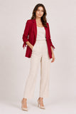 Red Open-Front Blazer with Tie Sleeves