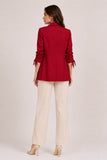 Red Open-Front Blazer with Tie Sleeves