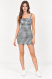 Sage Green Gingham Square Neck Mini Dress