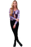 Crushed Velvet Floral Tie-Front Top