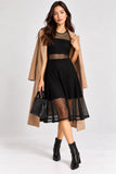 Black Fishnet Mesh Panel Midi Dress