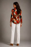 Red Equestrian Print Satin Shirt