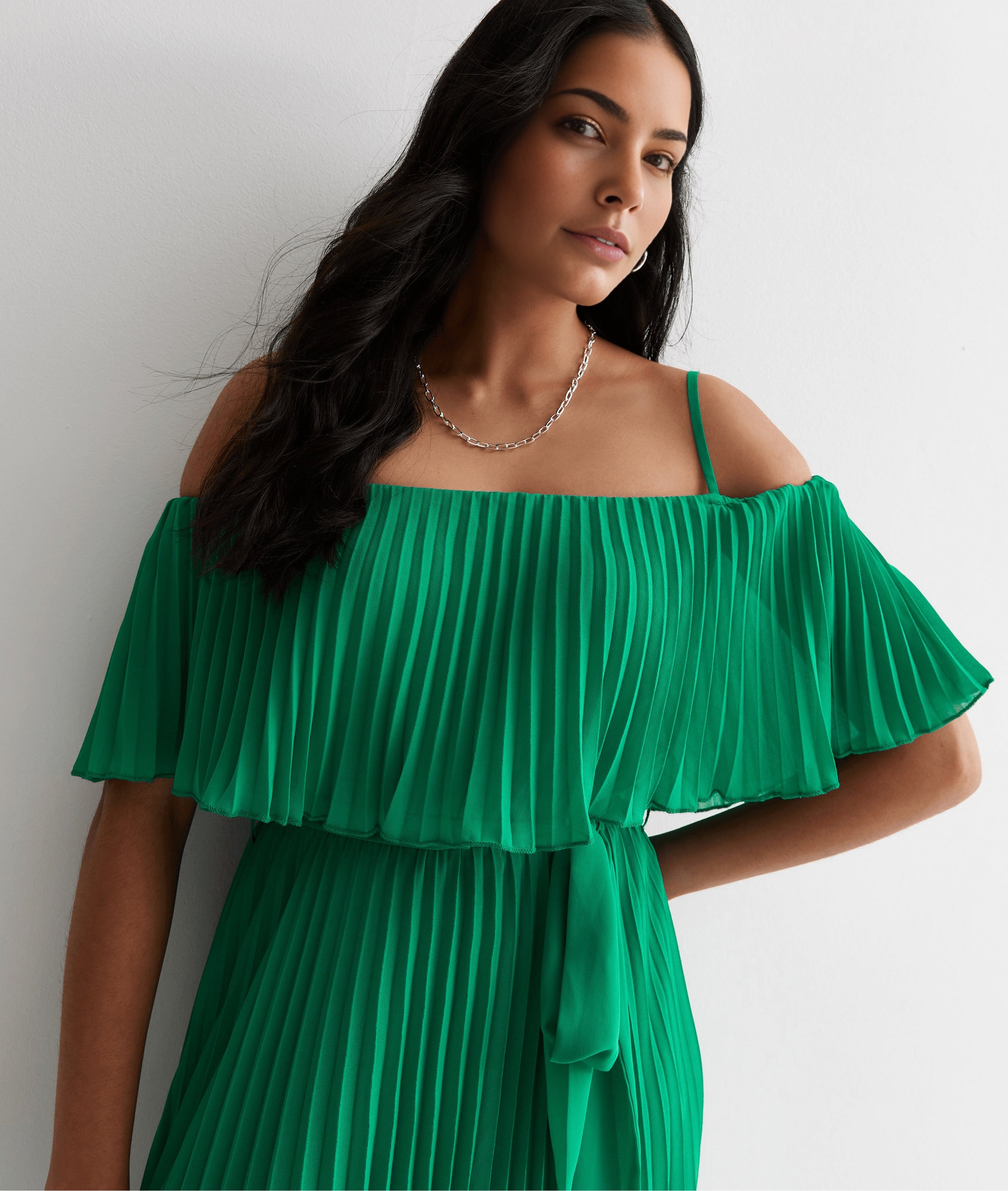 Pleated Bardot Midaxi Dress Cutie London Pleated Bardot Midaxi Dress Cutie London