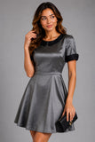 Silver Metallic Peter Pan Collar Dress