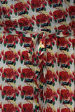 Red Floral Printed V-Neck Maxi Dress