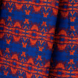 Blue & Rust Printed Pleated Mini Dress