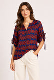 Printed Drawstring Sleeve Top