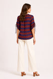 Printed Drawstring Sleeve Top