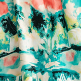 Green Tropical Scenic Printed Fit & Flare Mini Dress
