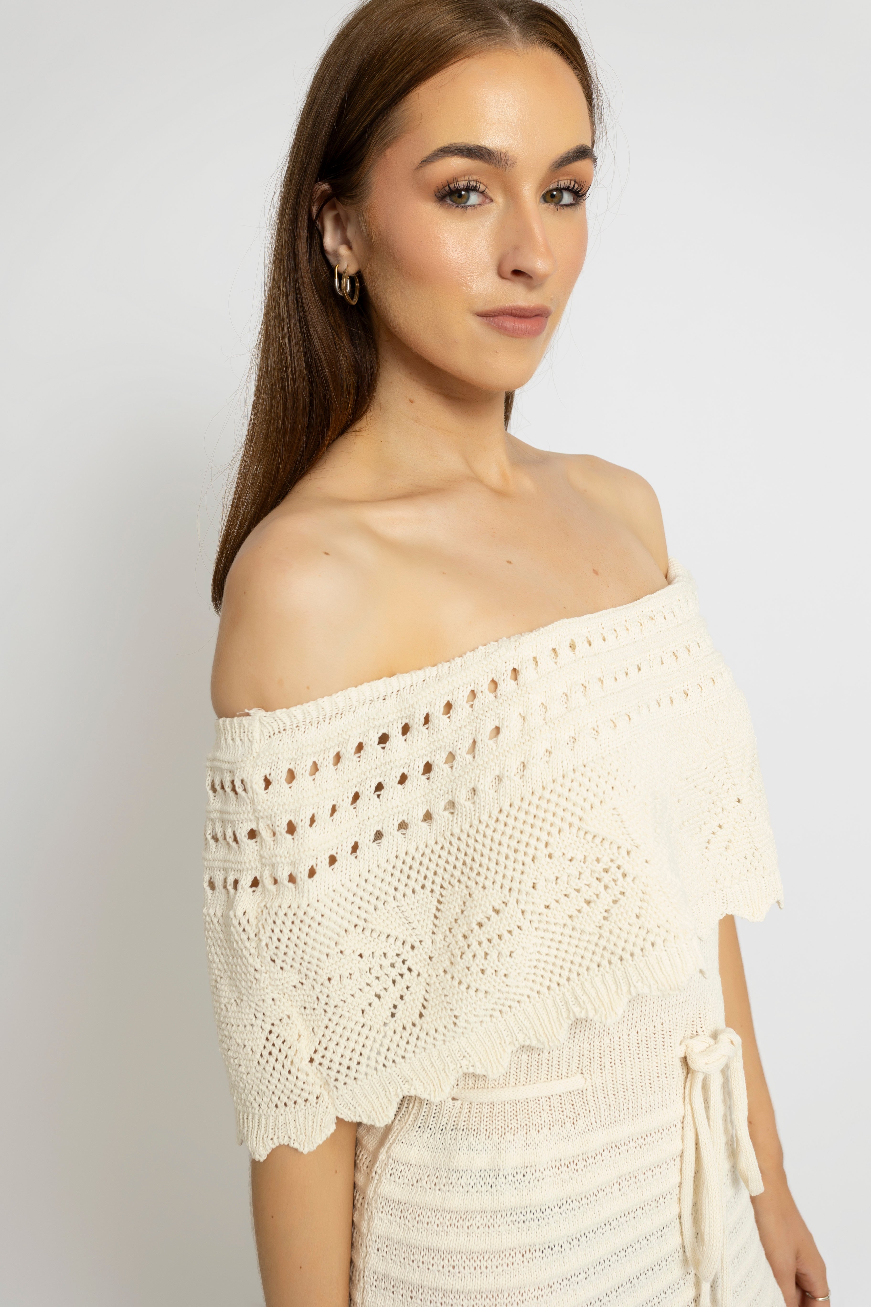 Crochet Off-Shoulder Maxi Dress