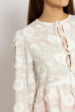 Textured Floral Detail Sheer Blouse