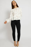 Textured Floral Detail Sheer Blouse