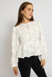 Textured Floral Detail Sheer Blouse
