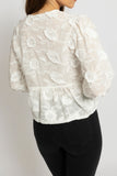 Textured Floral Detail Sheer Blouse
