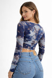 Butterfly Mesh Tye-Dye Crop Top