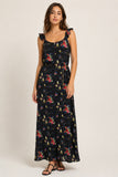 Floral Print Frill Strap Maxi Dress