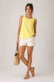 Swiss Dot Pleated Sleeveless Top
