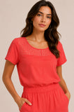 Mesh Insert Wide Leg Jumpsuit