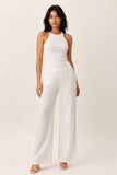 Wide Leg Linen Blend Trousers