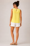 Swiss Dot Pleated Sleeveless Top