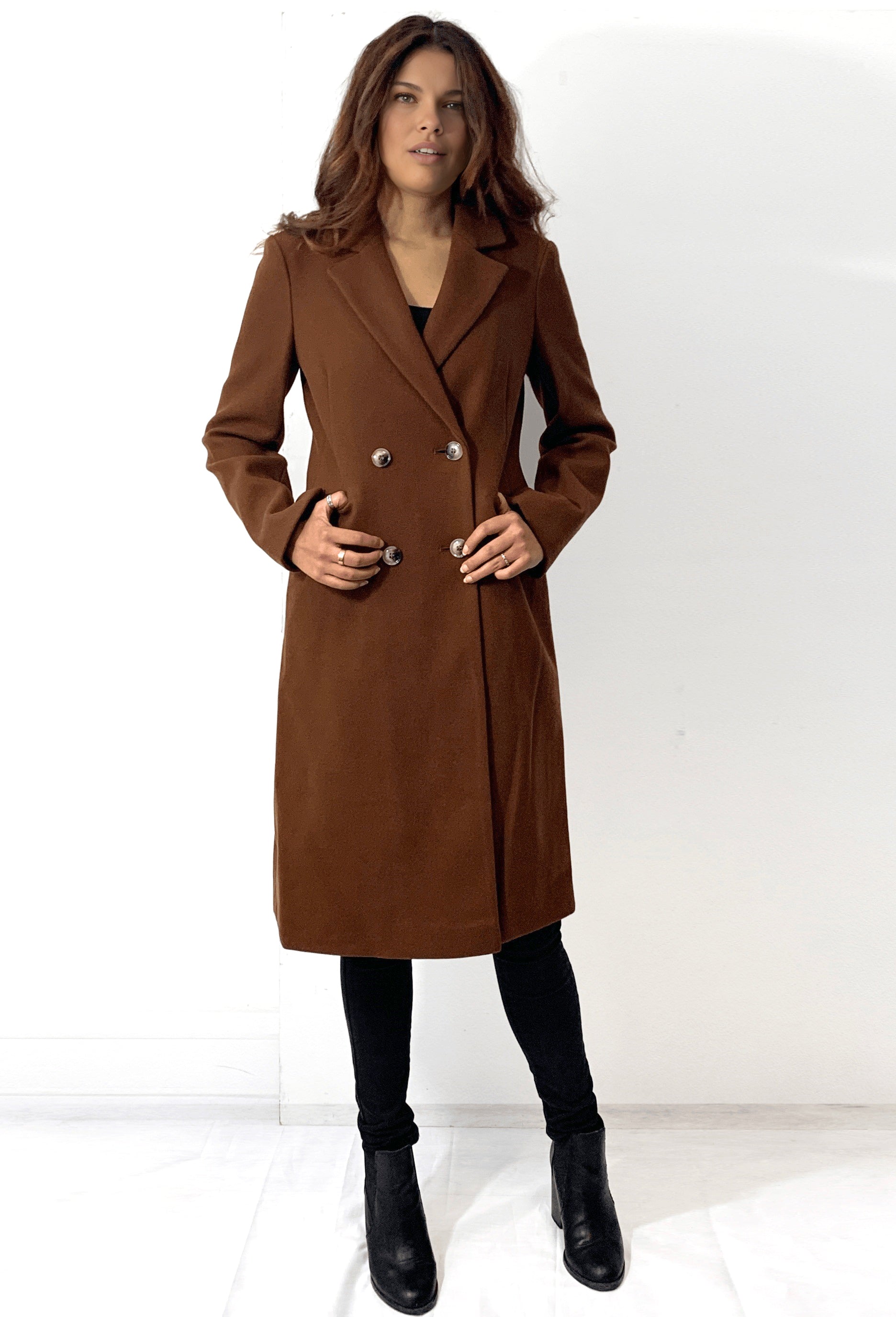 Double Breasted Smart Coat Brown