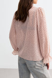 Polka Dot Ruffle Long Sleeve Blouse