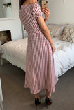 Short Sleeve Maxi Dress in Polka Dot -PINK