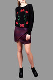 Textured Faux Wrap Mini Skirt