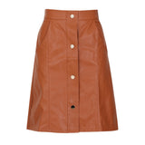 Cutie Pencil Skirt with Front Silver Poppers - Tan