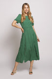 Short Sleeve Maxi Dress in green polka dot