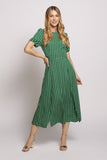 Short Sleeve Maxi Dress in green polka dot