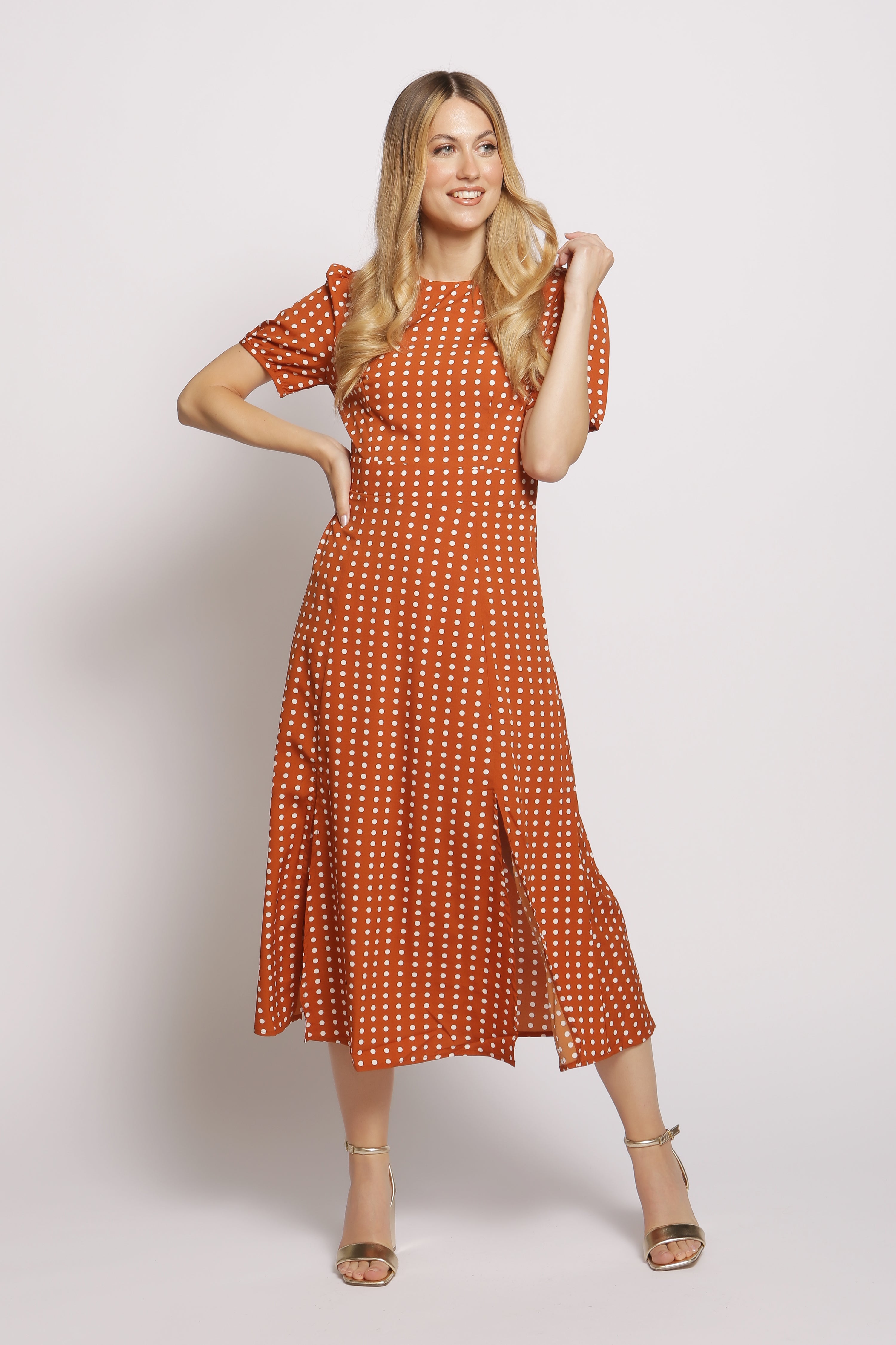 Short Sleeve Maxi Dress In Polka Dot Cutie London Short Sleeve Maxi Dress In Polka Dot Cutie London