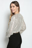 Sequin Cropped Top - Silver