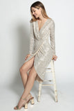 Full Sleeve Sequin dress with plunge neck