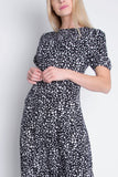Short Sleeve Maxi Dress - Black Leopard Print
